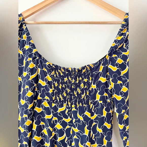 STAUD | Josephine Navy Abstract Wave Long Sleeve Cutout Slit Dress New NWT 2 - Picture 8 of 12